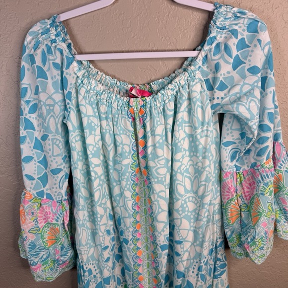 Lilly Pulitzer Nevie Off The Shoulder Dress Multi Caribbean Citrus Print Size M - Picture 5 of 5